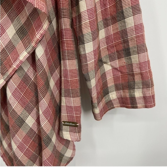 EDDIE BAUER Plaid Open Waterfall Roll-tab Top - Picture 8 of 16